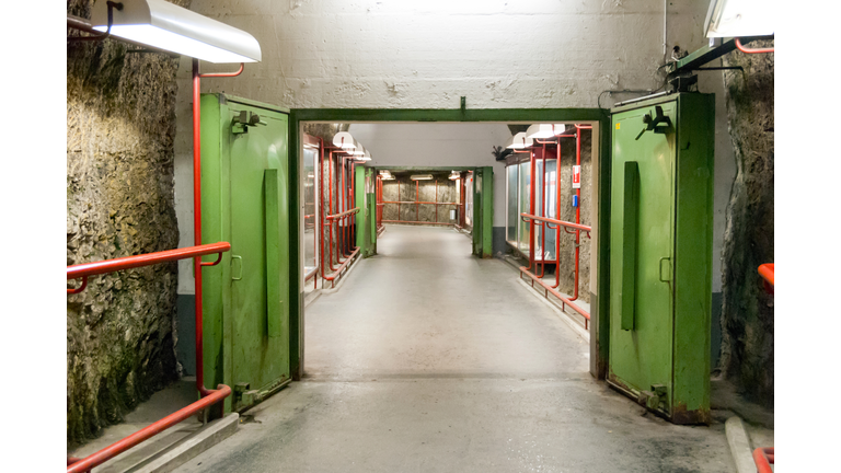 WWII era blast door in a former Salzburg bomb shelter