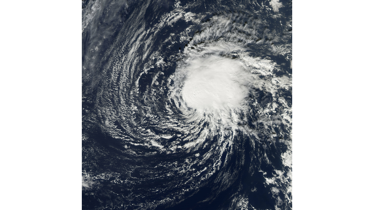 Tropical storm over Atlantic Ocean, (B&W)