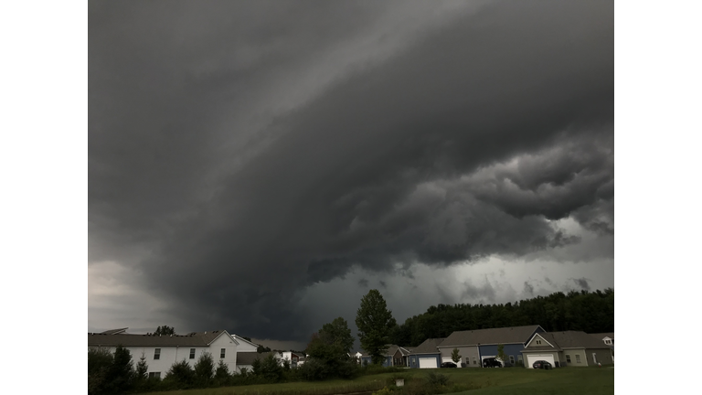 Severe weather over apartment buildings