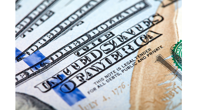 Dollars Closeup Concept. American Dollars Cash Money. One Hundred Dollar Banknotes.