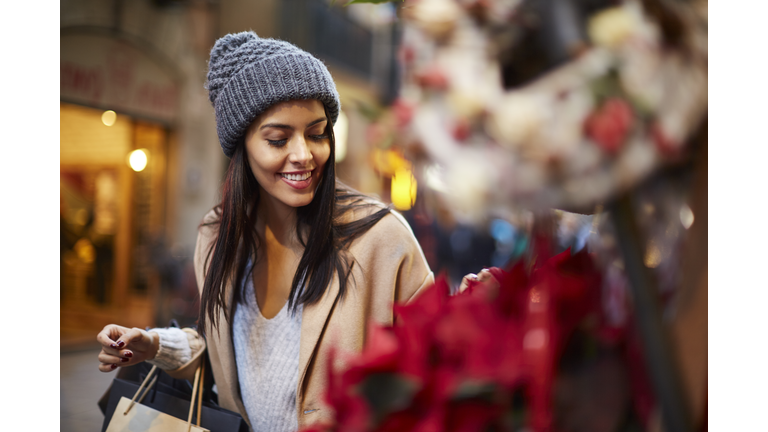 Shopping in the street, christmas time.