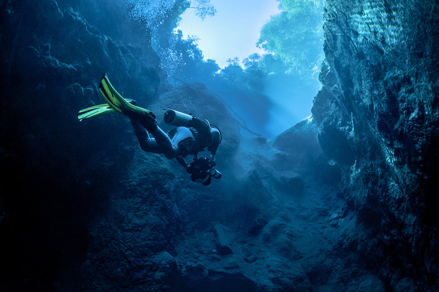 Dive in Lagoa Misteriosa cenote, Brazil