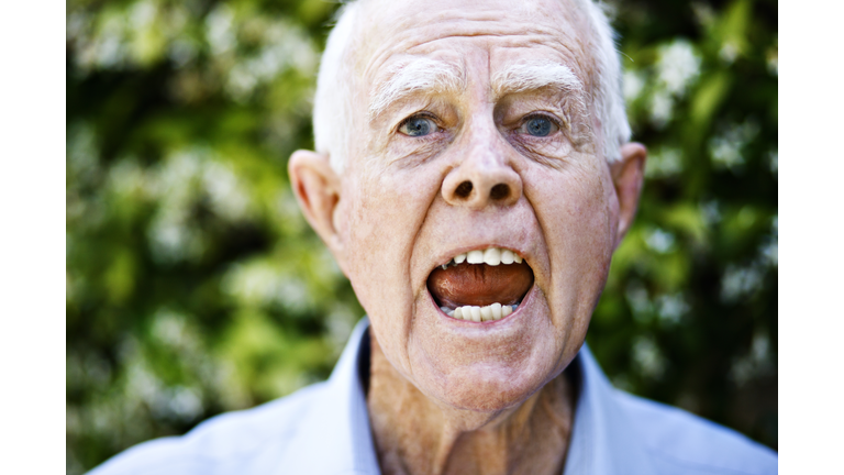 Hey! Furious old man yells at camera