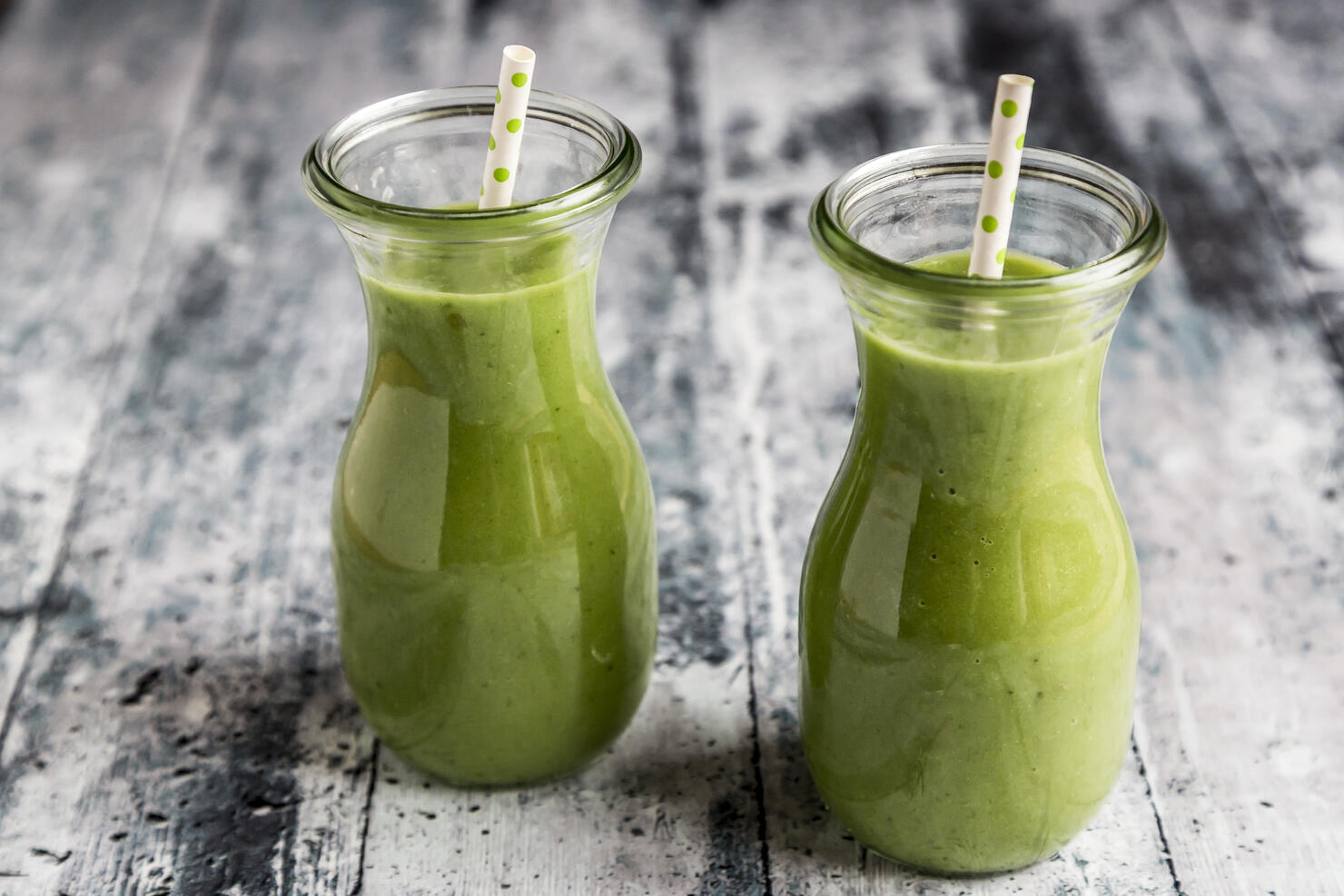 Avocado smoothie, green smoothie with cucumber, apple, celeriac