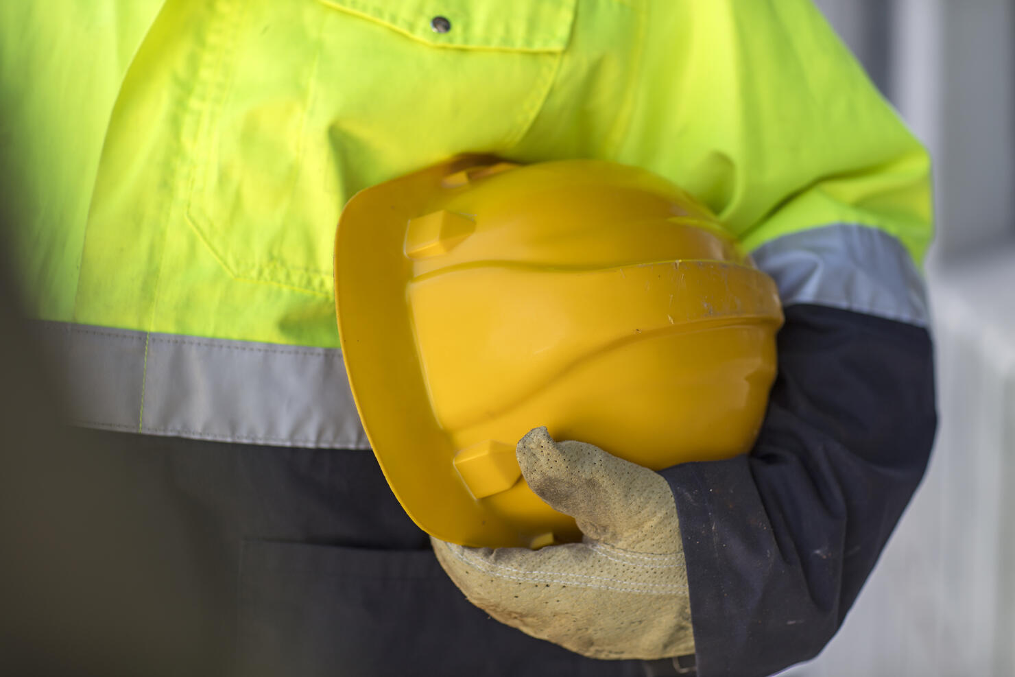 South Africa, Cape Town, Builder holding hard hat