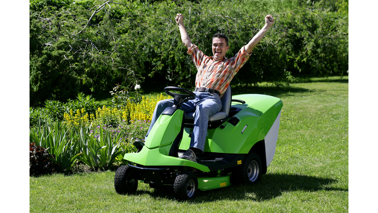 Happy lawnmower man