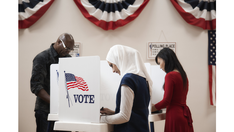 Voters voting in polling place