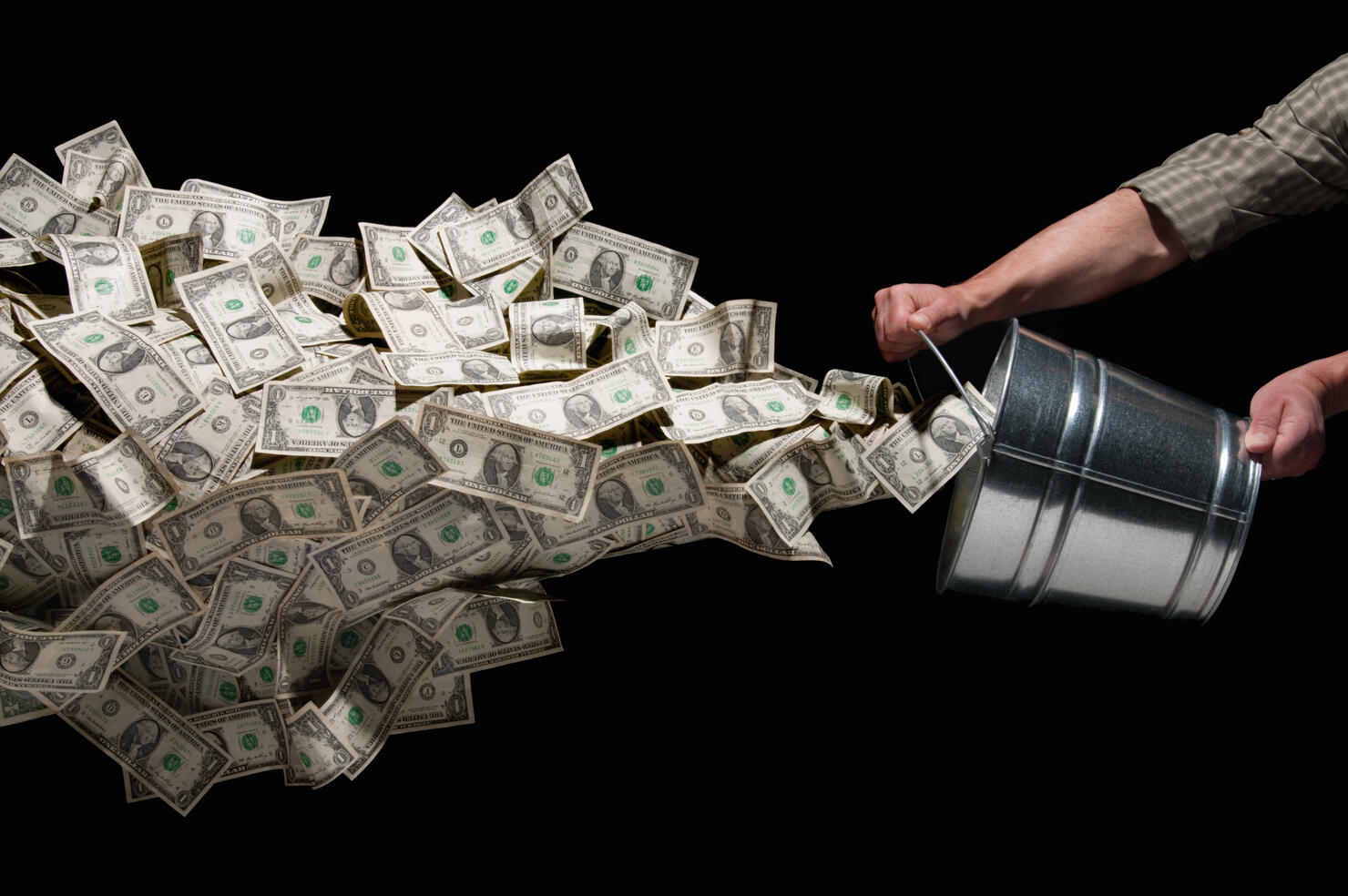 Throwing bucket of money