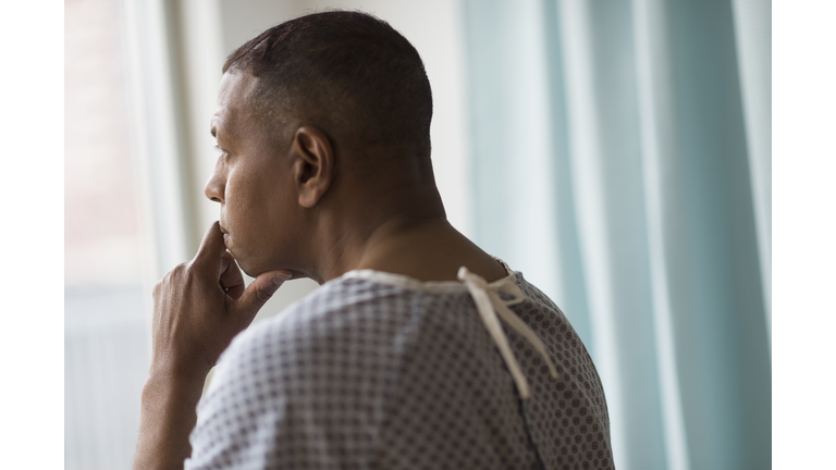 USA, New Jersey, Jersey City, Close up of male patient in hospital