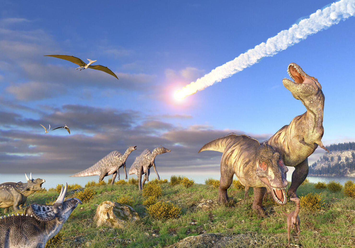 End of cretaceous KT event, illustration