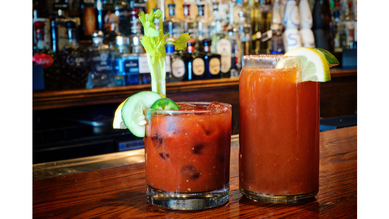 Bloody Mary for Brunch at a Bar Counter on Long Island