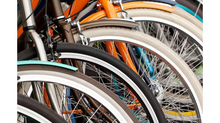 bicycle wheels, close-up