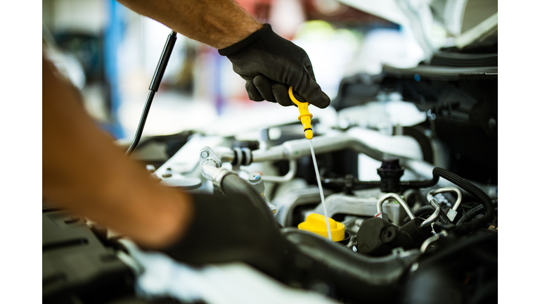 Close up of car oil change.