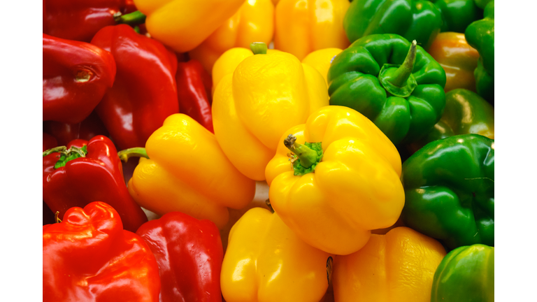 Red, yellow and green Bell Peppers