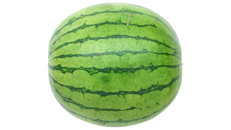 Whole watermelon on white background