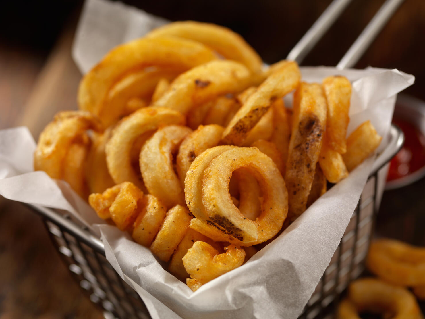 Basket of Curly French Fries