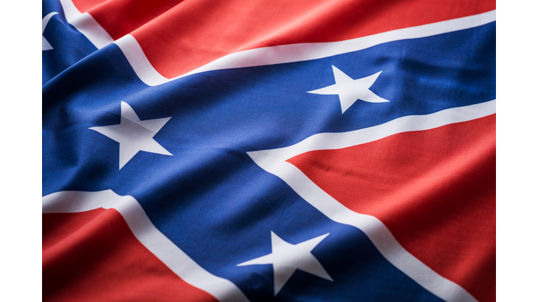 Close up studio shot of real confederate flag