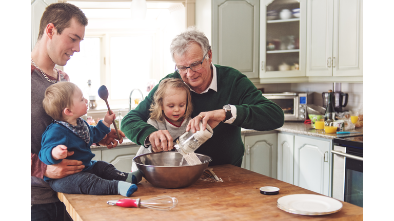 Multi-generation family spending time together for Father's day