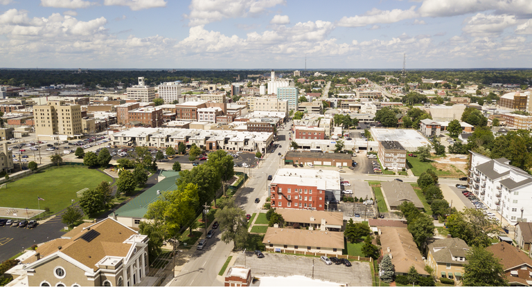 Aerial View Quaint Charming and Humble Over Springfield Missouri