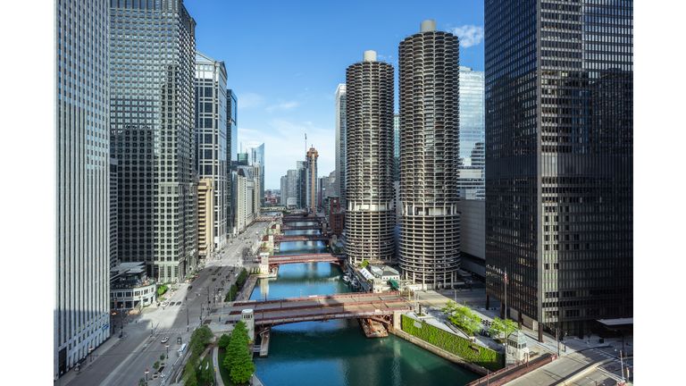 High Angle View of Chicago River