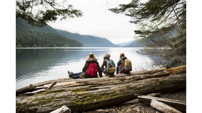 Three girls on a day hike.