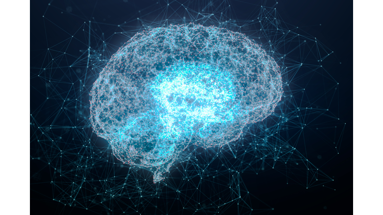 illustration of Brain analysis and DNA connecting line and dot ,Futuristic design for digital technology and science concept