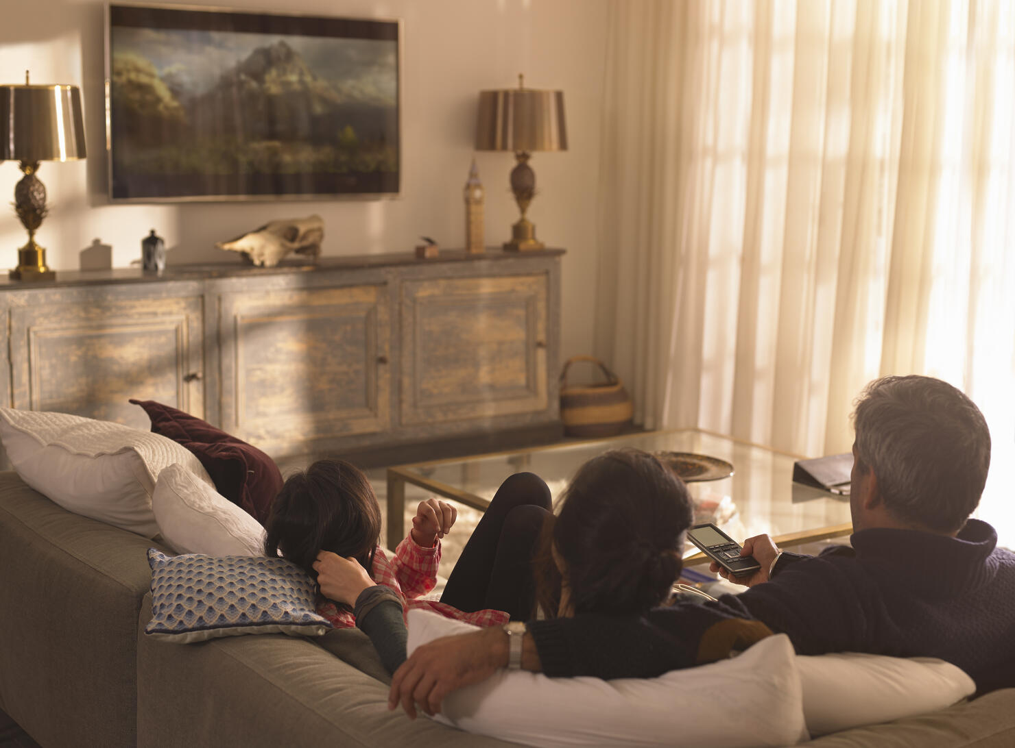 A family watching television
