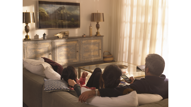 A family watching television