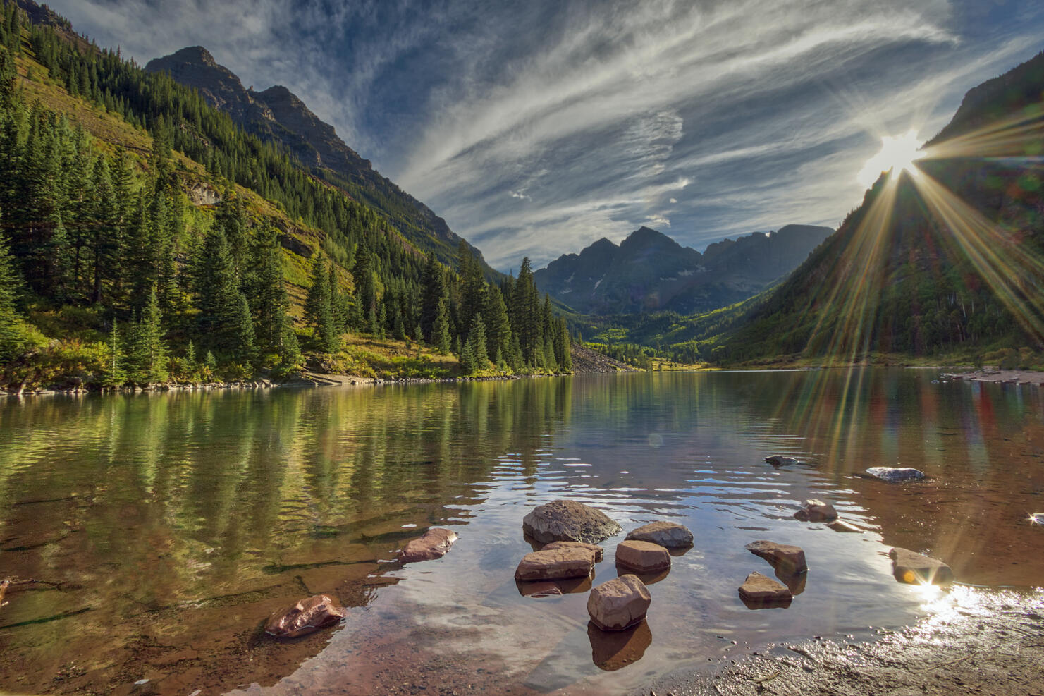 Sunset over Maroon Bells Colorado, USA