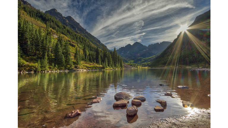 Sunset over Maroon Bells Colorado, USA