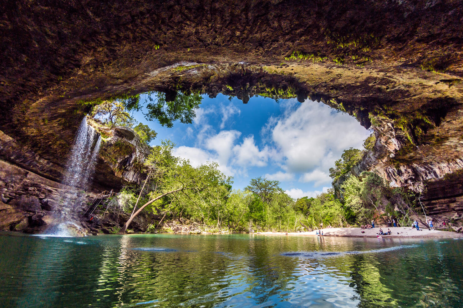 Waterfall at Hamilton pool preserve in Dripping Springs,Texas