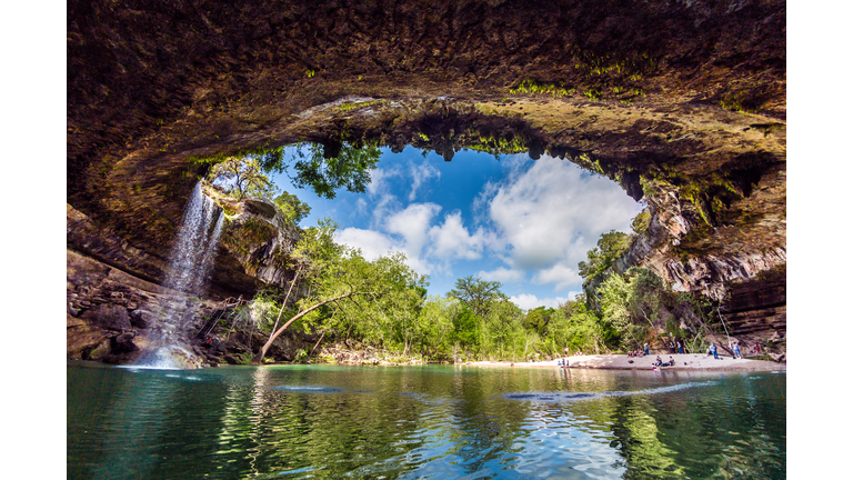 Waterfall at Hamilton pool preserve in Dripping Springs,Texas