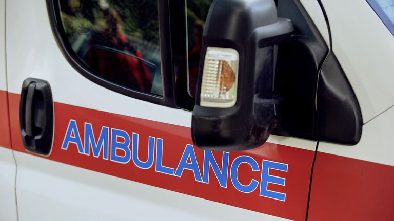 Ambulance transport closeup, emergency medical services, professional help