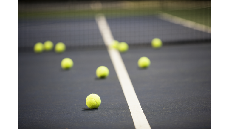 Tennis Balls on a Tennis Court