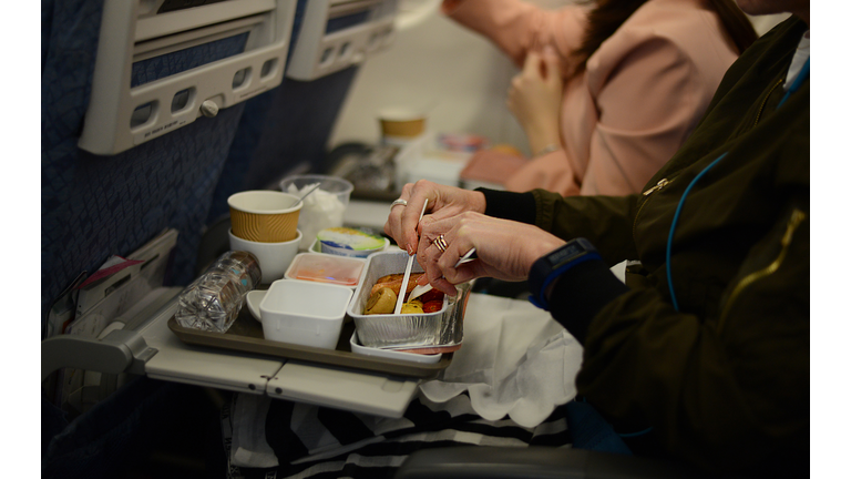 In Flight Meal - Enjoying breakfast