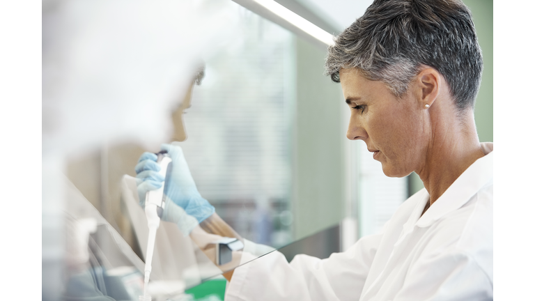 Scientist conducting cancer research in laboratory