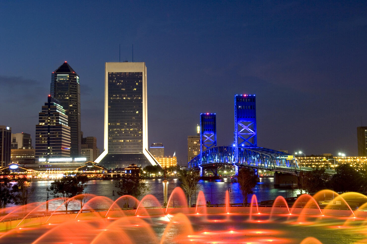 Stunning skyline of Jacksonville of Florida at night