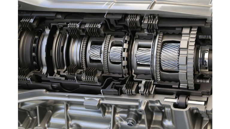 Close-up of a motor vehicle gearbox transmission