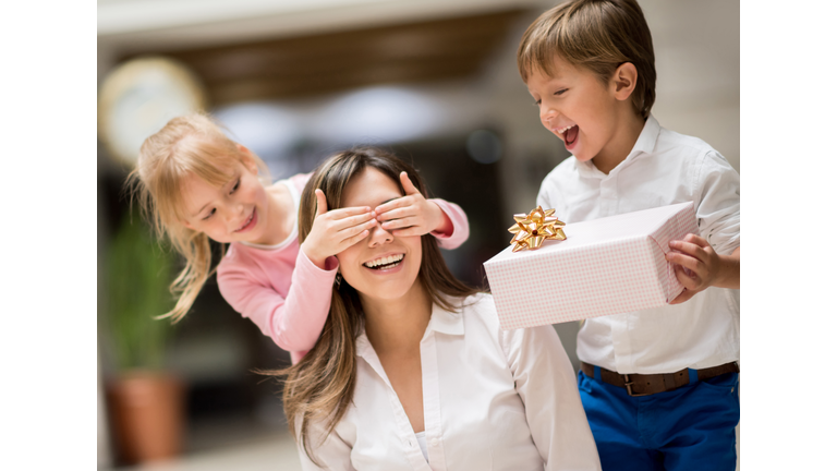 Kids surprising mom on mother's day