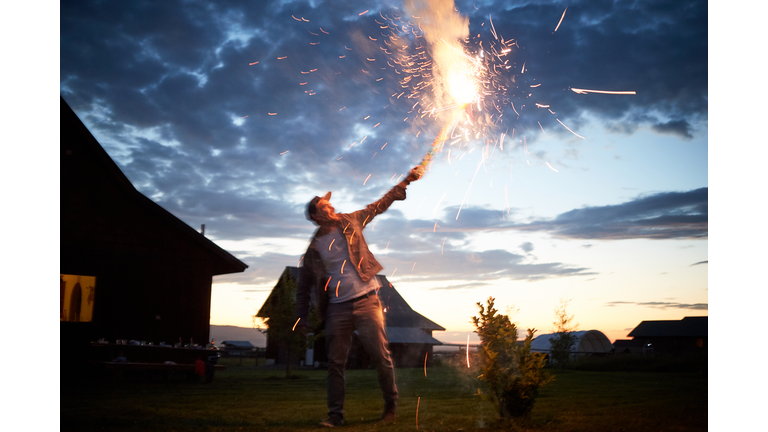 Man with firework