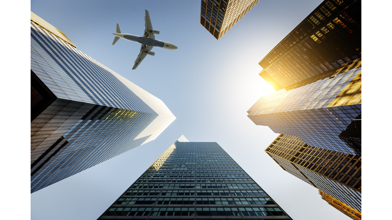 Skyscraper with a airplane silhouette