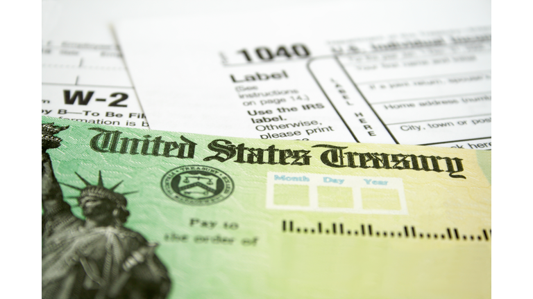 Income tax refund check on tax forms