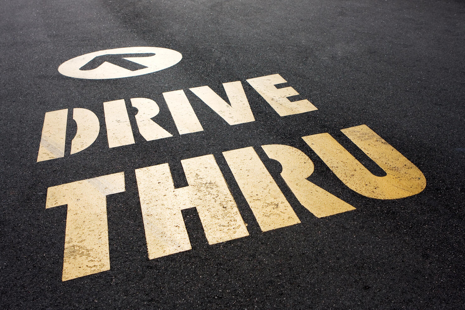 Drive Thru This Way. Fast Food Sign