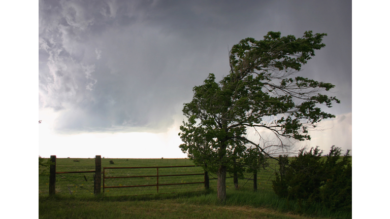 Outflow winds from the rear flank downdraft of a rotating supercell, Lamar, Colorado, USA