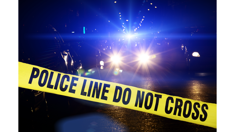 Police crime scene in a urban street