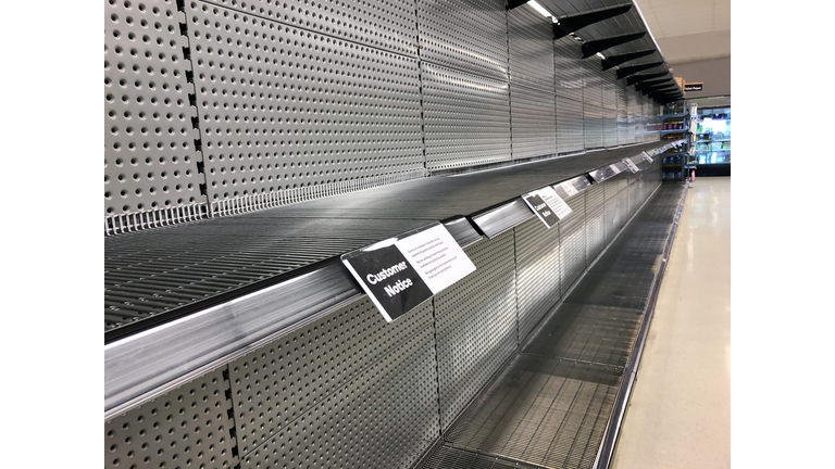 Empty supermarket shelves from panic buying during the coronavirus, COVID-19 pandemic