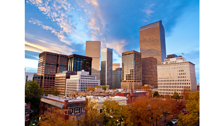 Autumn Sunset Over the Downtown Denver Skyline