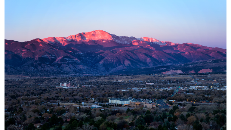 Overlook view of Colorado Springs and Pikes Peak