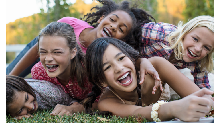 Girls playing outside