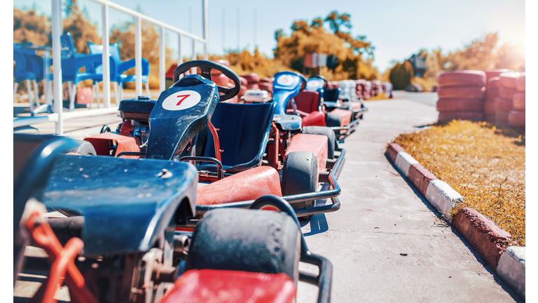 Go kart car parked next to track side